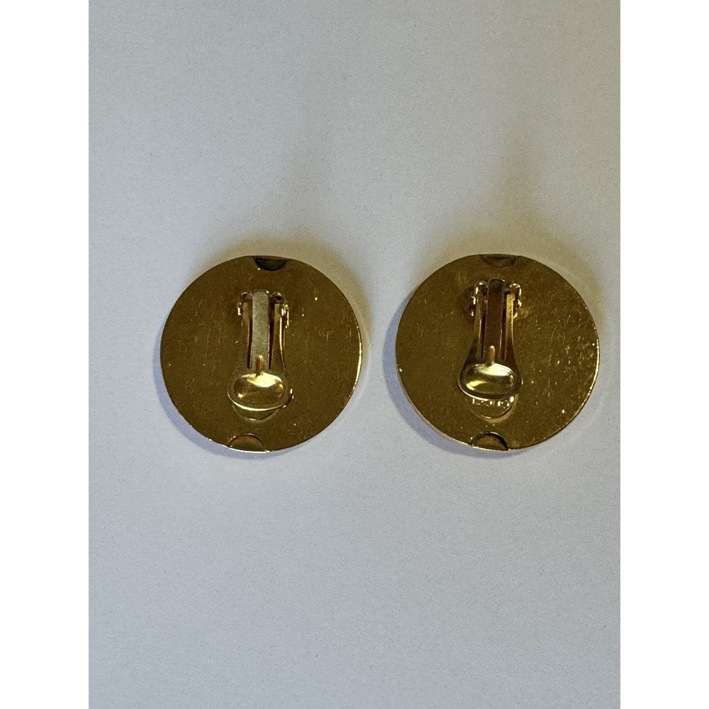 GUCCI Earrings Vintage GG Logo Clip On 1992 Gold Coin - Picture 9 of 11